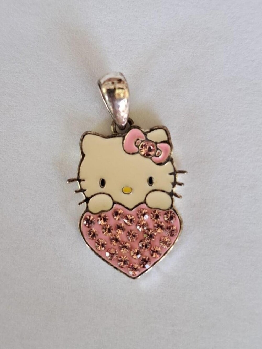 Silver Plated Sanrio Hello Kitty Crystal Pendant